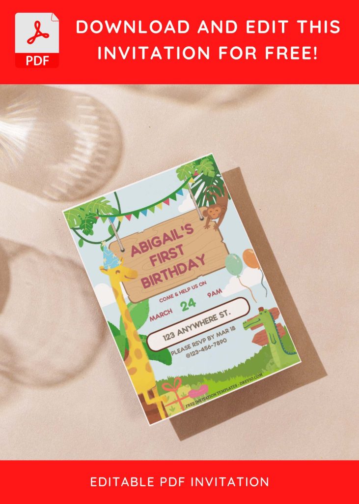 Invitation Template of (Free Editable PDF) Playful Jungle Birthday Bash Invitation Templates 4