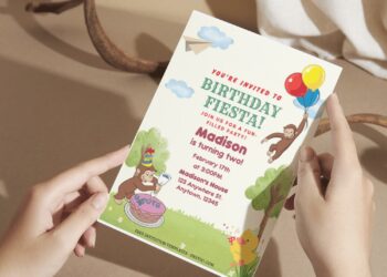 (Free Editable PDF) Party Like Curious George Birthday Invitation Templates F