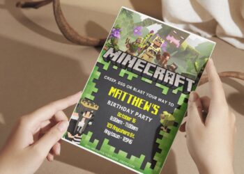 (Free Editable PDF) Fun Pixel Party Minecraft Birthday Invitation Templates F