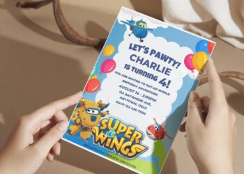 (Free Editable PDF) Cheerful Super Wings Birthday Invitation Templates