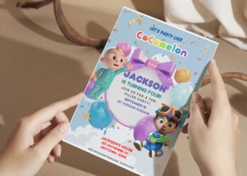 (Free Editable PDF) Cocomelon Wonderland Birthday Invitation Templates F