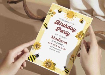 (Free Editable PDF) Buzzing With Excitement Bee-Day Birthday Invitation Templates