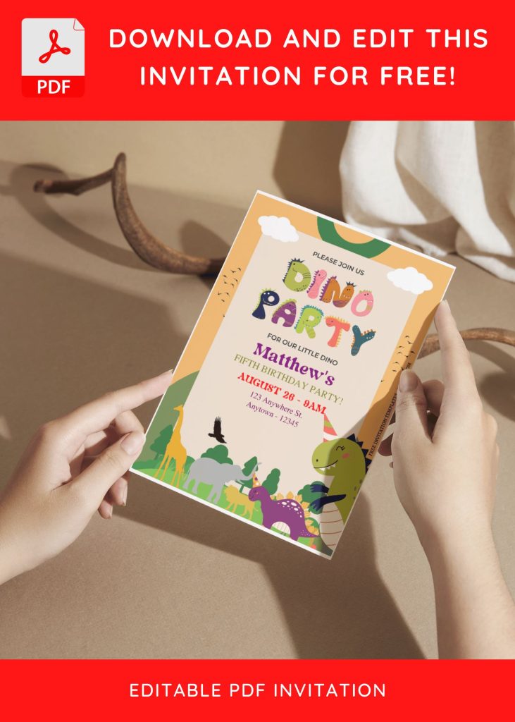 Invitation Template of (Free Editable PDF) Rumble In The Jungle Dinosaur Birthday Invitation Templates 6