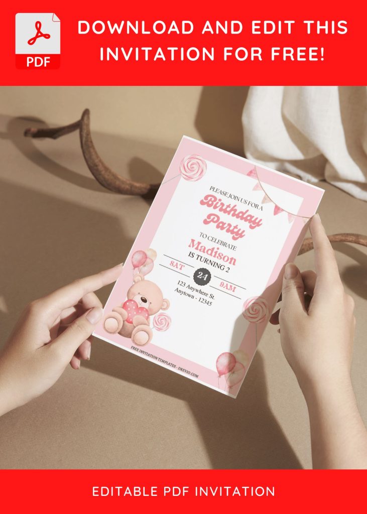 Invitation Template of (Free Editable PDF) Beary Special Teddy Bear Birthday Invitation Templates 6