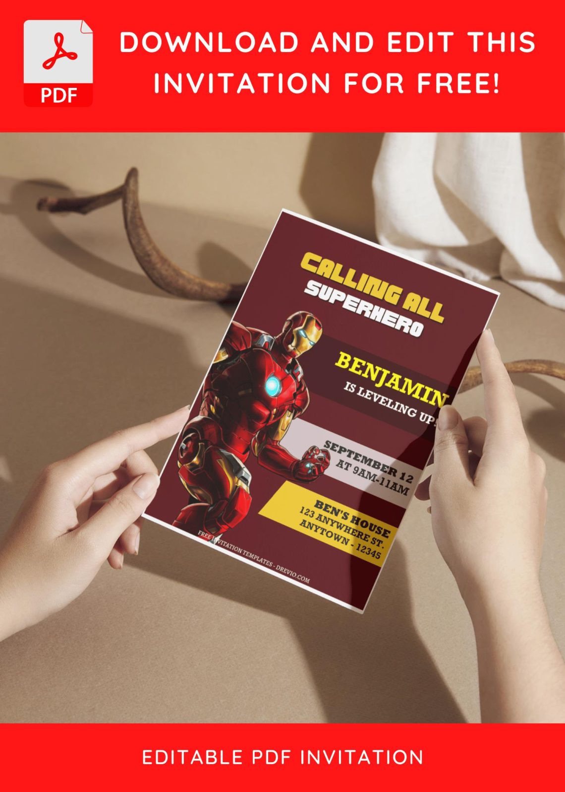 (Free Editable PDF) Calling All Superheroes Avengers Birthday Invitation Templates F