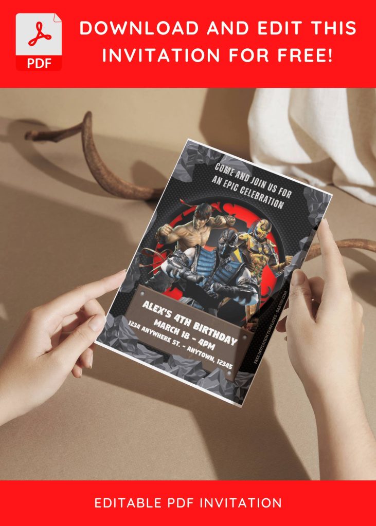 Invitation Template of (Free Editable PDF) Mighty Mortal Kombat Birthday Invitation Templates 3