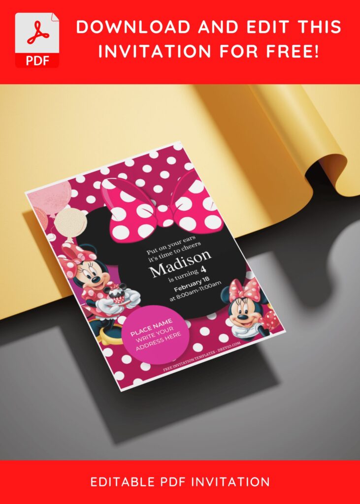 Invitation Template of (Free Editable PDF) Minnie Mouse Polka Dot Birthday Invitation Templates 3