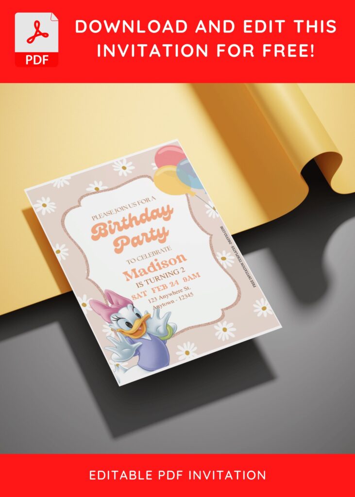 Invitation Template of (Free Editable PDF) Daisy's Day Out Daisy Duck Birthday Invitation Templates 3