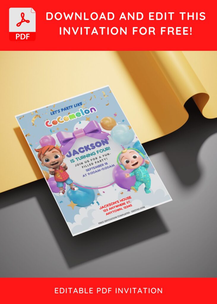 Invitation Template of (Free Editable PDF) Cocomelon Wonderland Birthday Invitation Templates 3