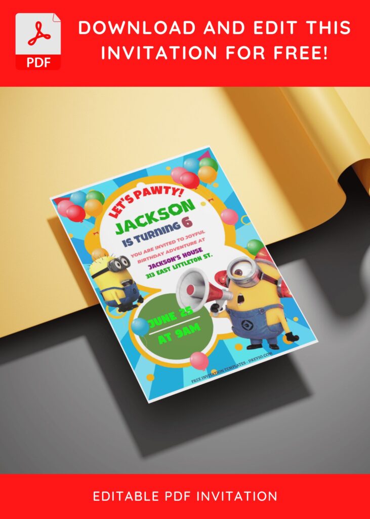 Invitation Template of (Free Editable PDF) Joyful Minions Birthday Invitation Templates 3