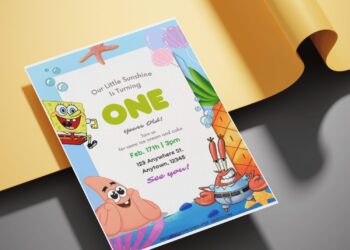 (Free Editable PDF) Bubbly Birthday Blast SpongeBob Birthday Invitation Templates