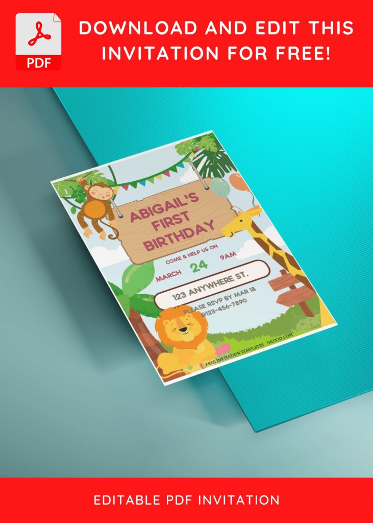 Invitation Template of (Free Editable PDF) Playful Jungle Birthday Bash Invitation Templates 3