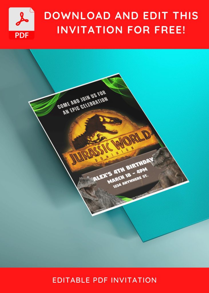 Invitation Template of (Free Editable PDF) Roaring Good Time Jurassic Birthday Invitation Templates 3