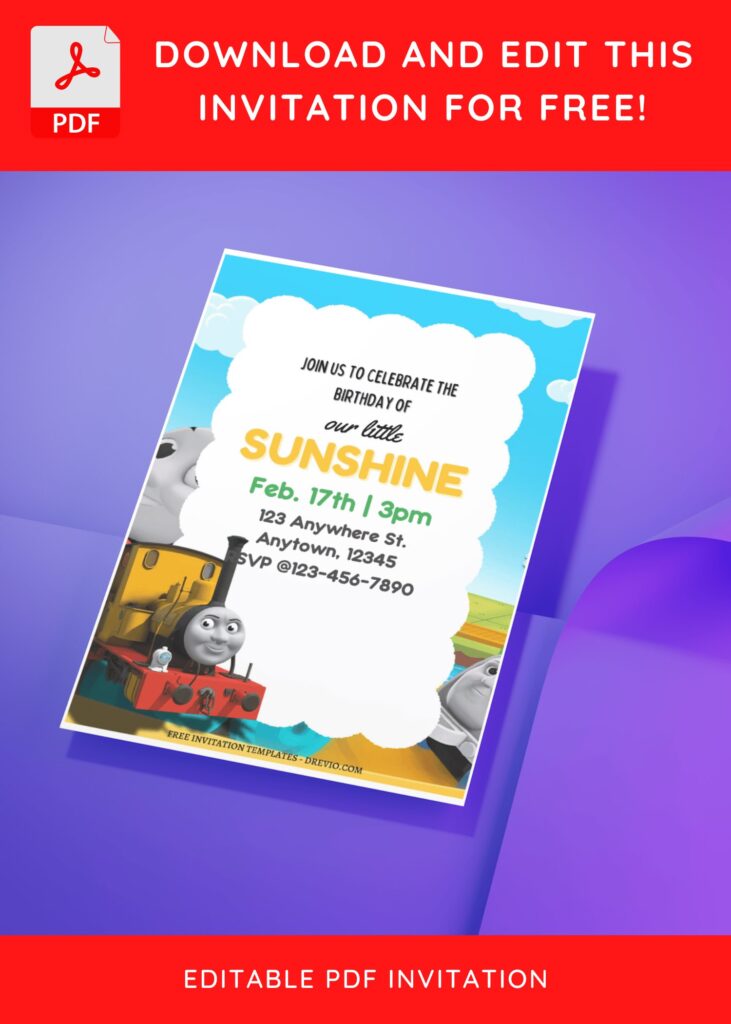 Invitation Template of (Free Editable PDF) Choo-Choo Thomas & Friends Birthday Invitation Templates 4