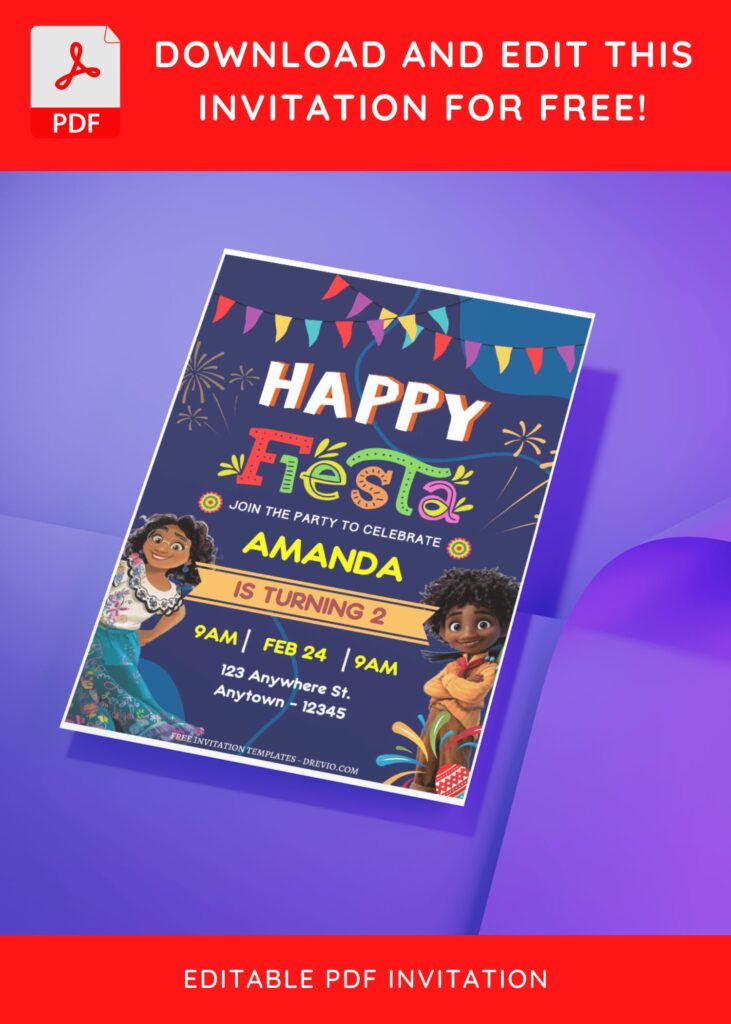 Invitation Template of (Free Editable PDF) Charming Fiesta Disney Encanto Birthday Invitation Templates 2