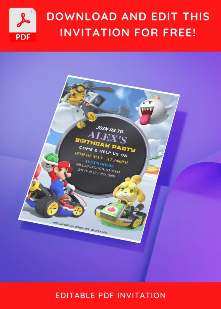 Invitation Template of (Free Editable PDF) Super Mario Kart Birthday Invitation Templates 2