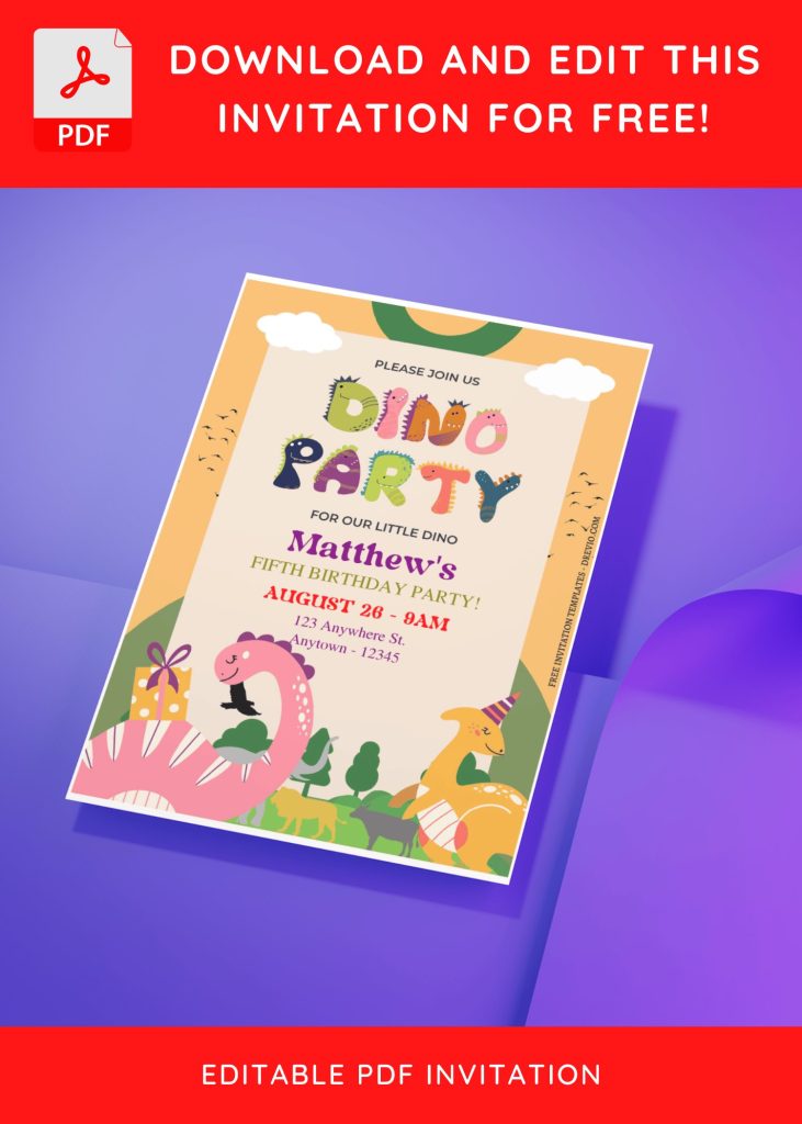 Invitation Template of (Free Editable PDF) Rumble In The Jungle Dinosaur Birthday Invitation Templates 4