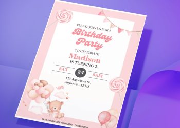 (Free Editable PDF) Beary Special Teddy Bear Birthday Invitation Templates
