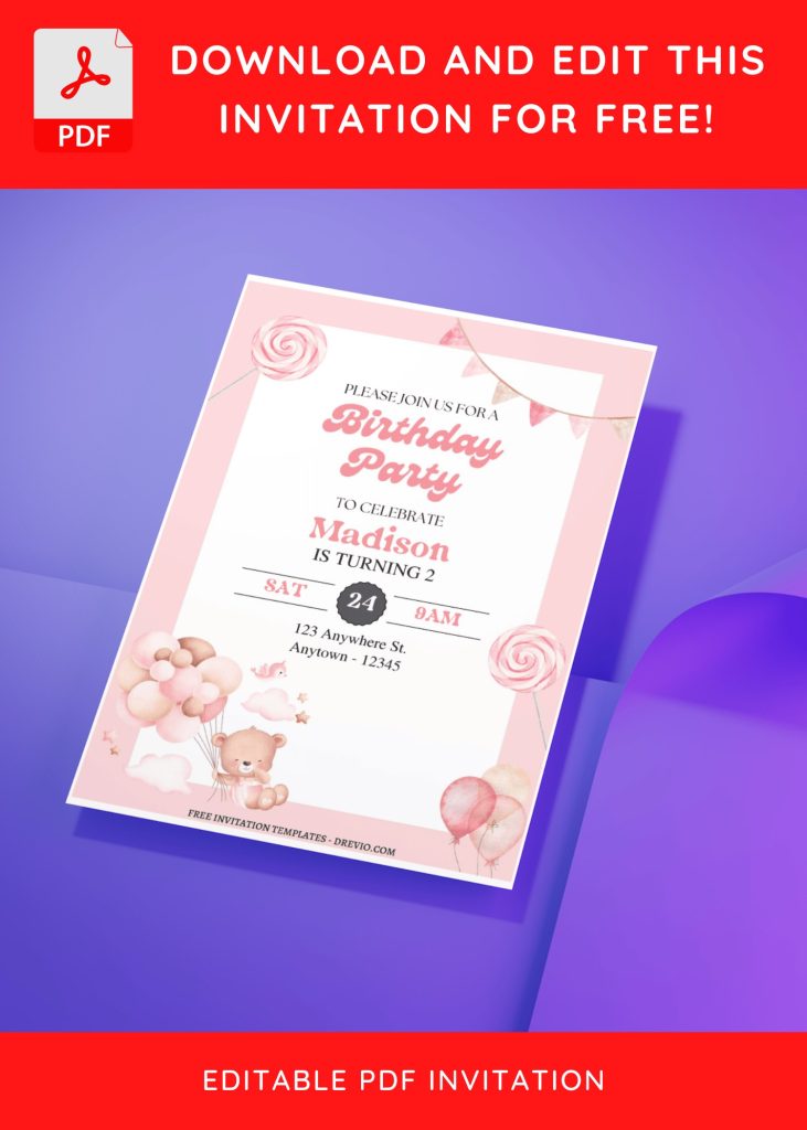 Invitation Template of (Free Editable PDF) Beary Special Teddy Bear Birthday Invitation Templates 4