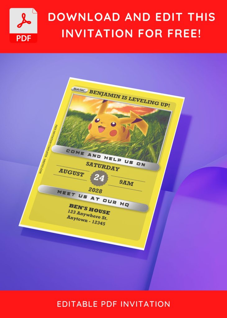 Invitation Template of (Free Editable PDF) Pokemon World Birthday Invitation Templates 2