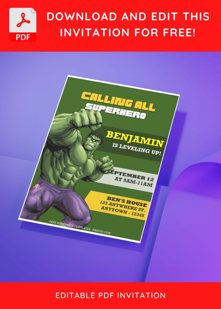 (Free Editable PDF) Calling All Superheroes Avengers Birthday Invitation Templates D