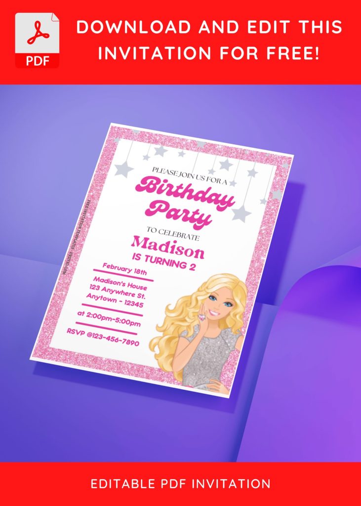 Invitation Template of (Free Editable PDF) Sparkling Barbie Magic Birthday Invitation Templates 2