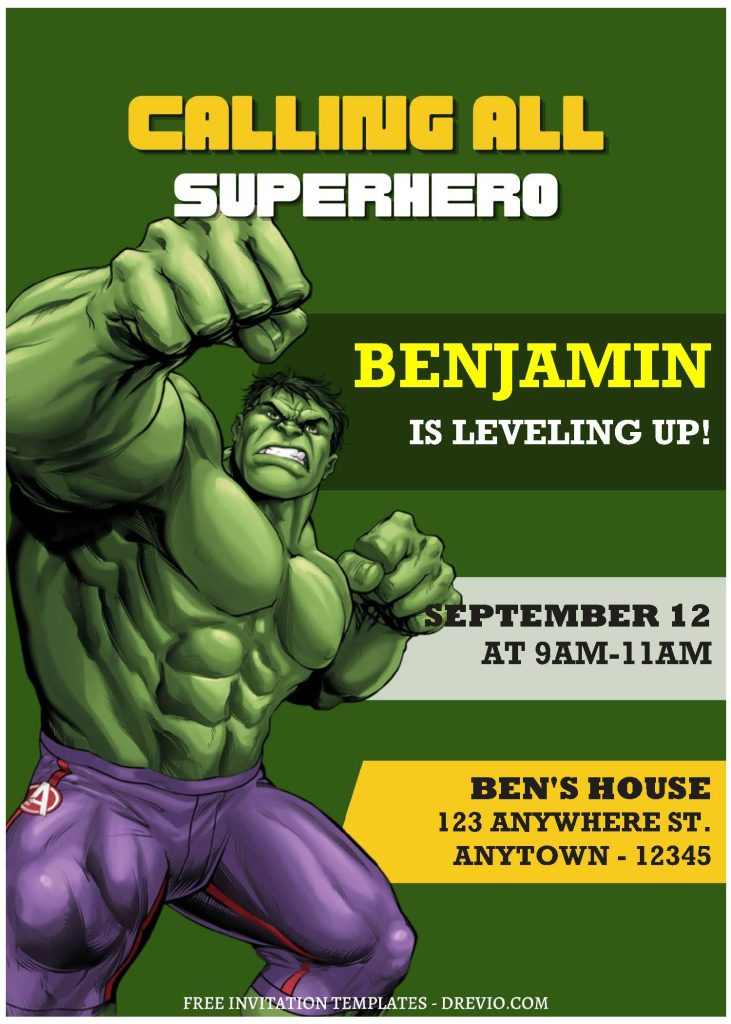 (Free Editable PDF) Calling All Superheroes Avengers Birthday Invitation Templates B