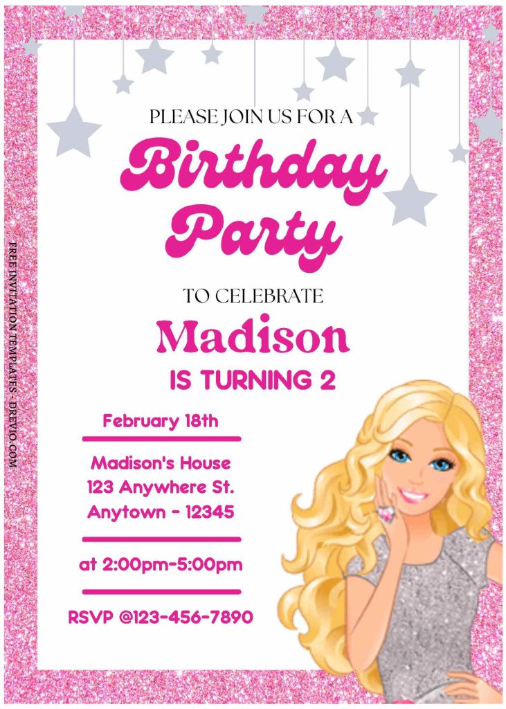 Invitation Template of (Free Editable PDF) Sparkling Barbie Magic Birthday Invitation Templates 1