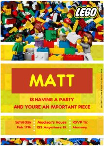 (free Editable Pdf) Play And Party Building Block Lego Birthday 