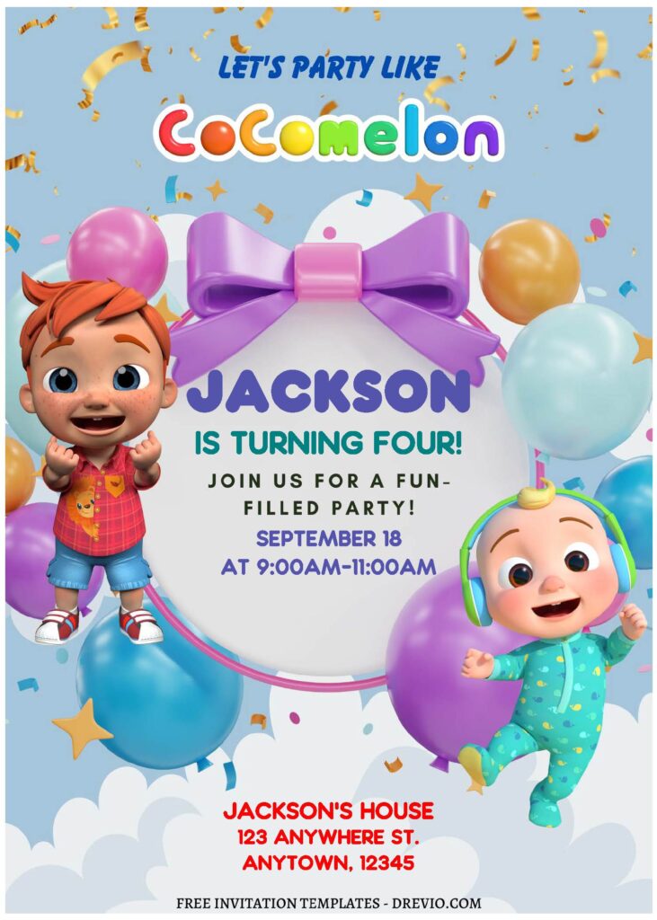 Invitation Template of (Free Editable PDF) Cocomelon Wonderland Birthday Invitation Templates 1