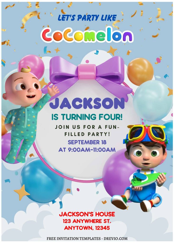 Invitation Template of (Free Editable PDF) Cocomelon Wonderland Birthday Invitation Templates 2