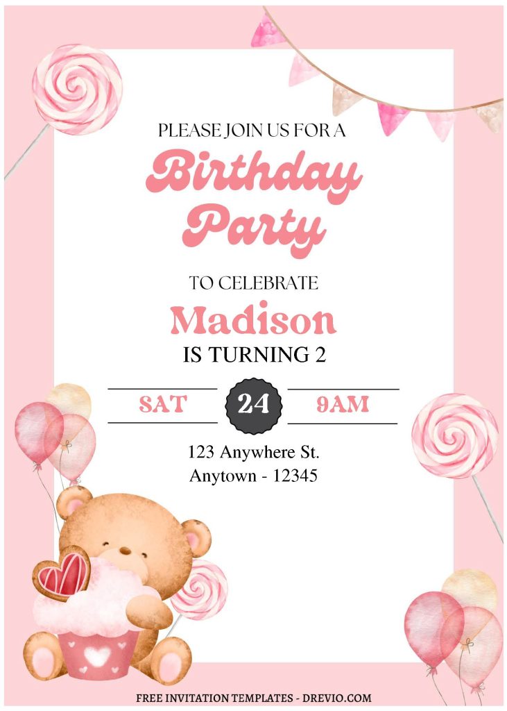 Invitation Template of (Free Editable PDF) Beary Special Teddy Bear Birthday Invitation Templates 1