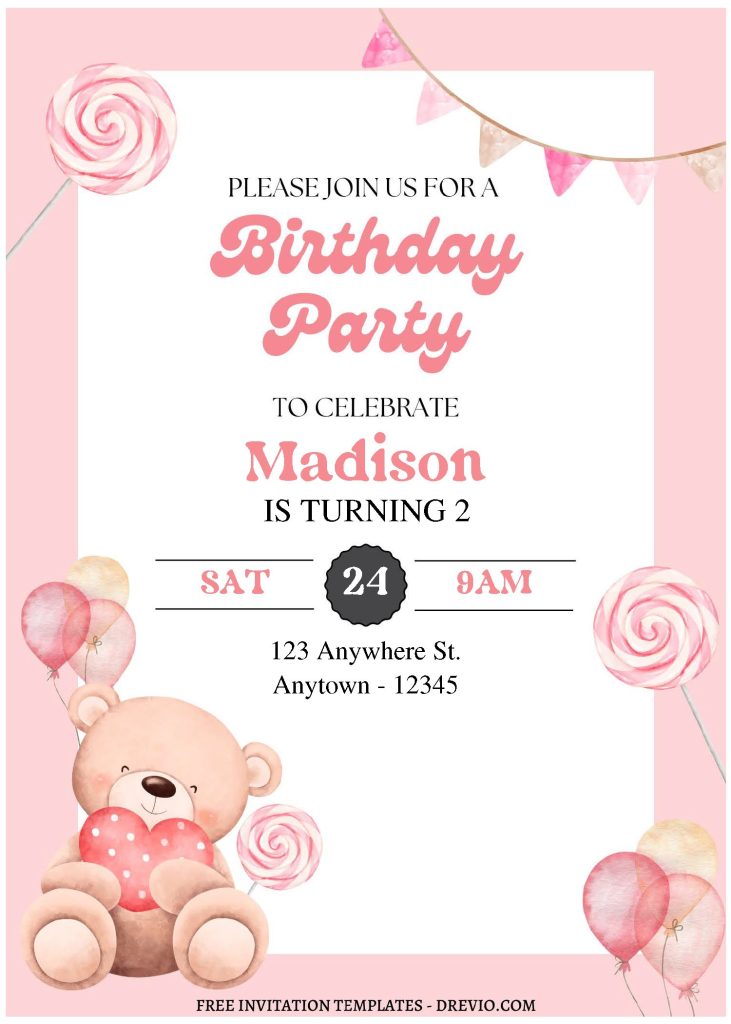 Invitation Template of (Free Editable PDF) Beary Special Teddy Bear Birthday Invitation Templates 3