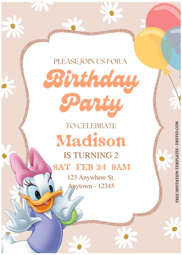 Invitation Template of (Free Editable PDF) Daisy's Day Out Daisy Duck Birthday Invitation Templates 1