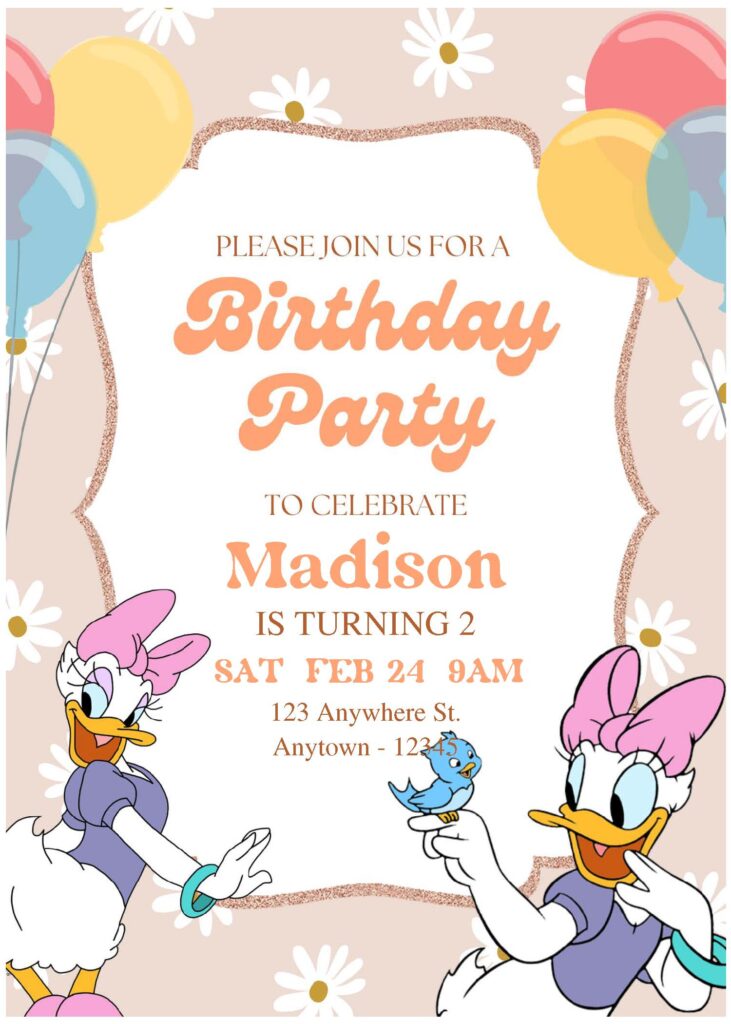 Invitation Template of (Free Editable PDF) Daisy's Day Out Daisy Duck Birthday Invitation Templates 2