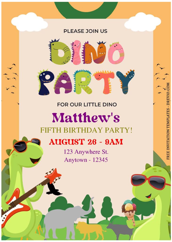 Invitation Template of (Free Editable PDF) Rumble In The Jungle Dinosaur Birthday Invitation Templates 1