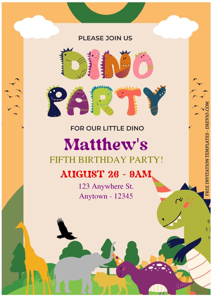 Invitation Template of (Free Editable PDF) Rumble In The Jungle Dinosaur Birthday Invitation Templates 3