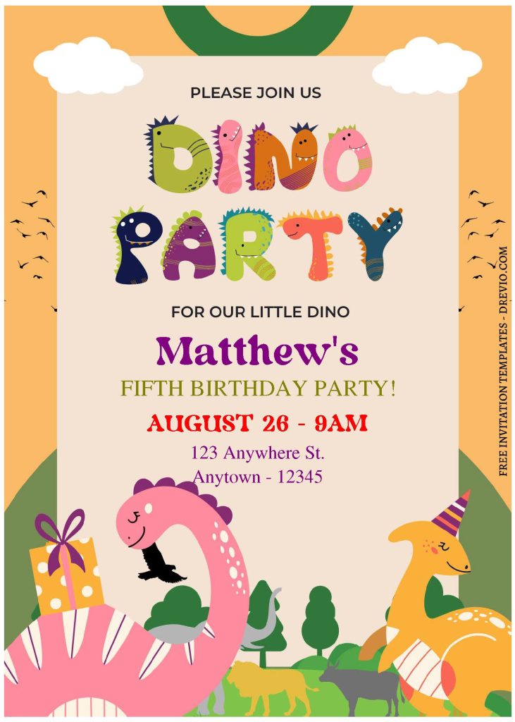 Invitation Template of (Free Editable PDF) Rumble In The Jungle Dinosaur Birthday Invitation Templates 2