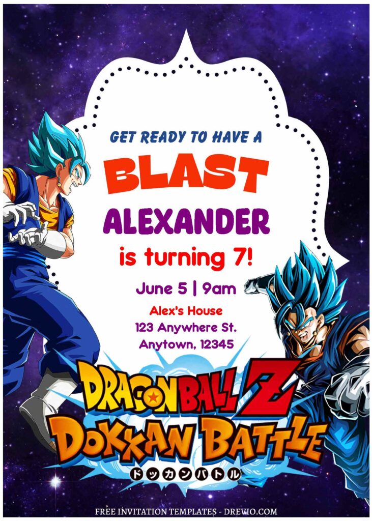(Free Editable PDF) Awesome Dragon Ball Dokkan Battle Birthday Invitation Templates A