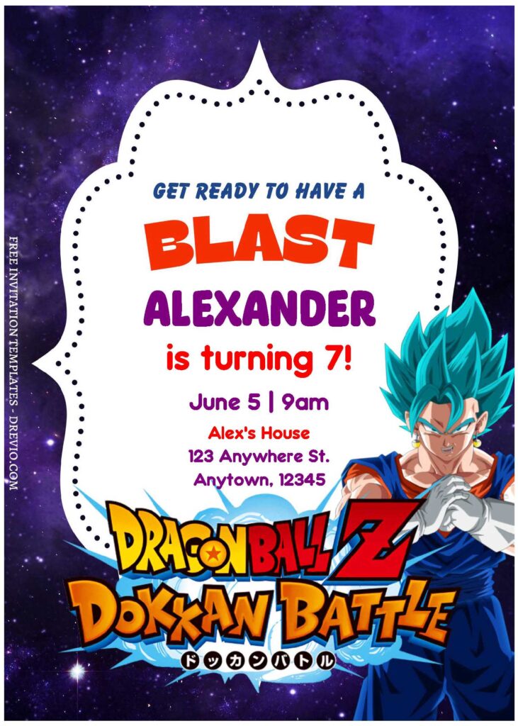 (Free Editable PDF) Awesome Dragon Ball Dokkan Battle Birthday Invitation Templates C