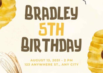 FREE Editable Bee Birthday Invitation