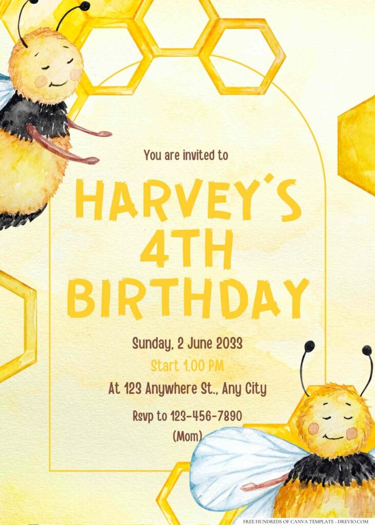 FREE Editable Beehive Birthday Invitation