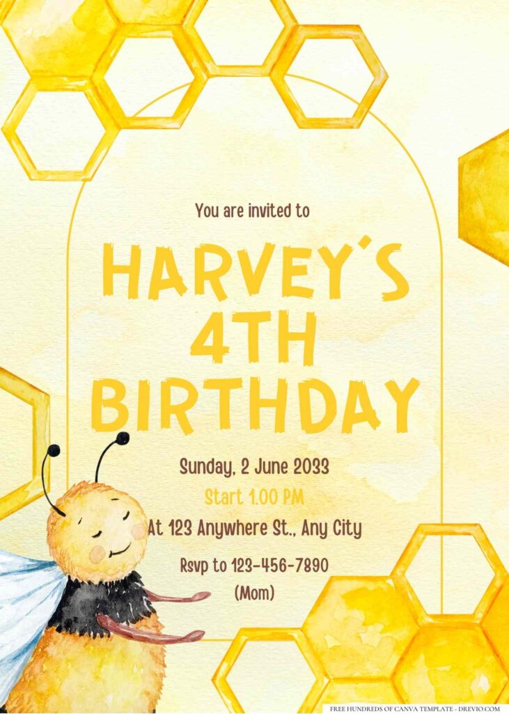 FREE Editable Beehive Birthday Invitation