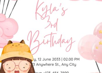 FREE Editable Cute Girl Birthday Invitation