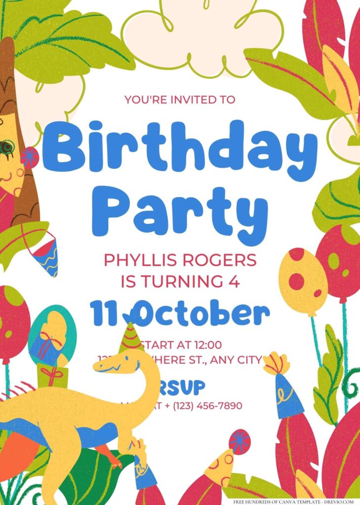 FREE Editable Dinosaur Adventure Birthday Invitation