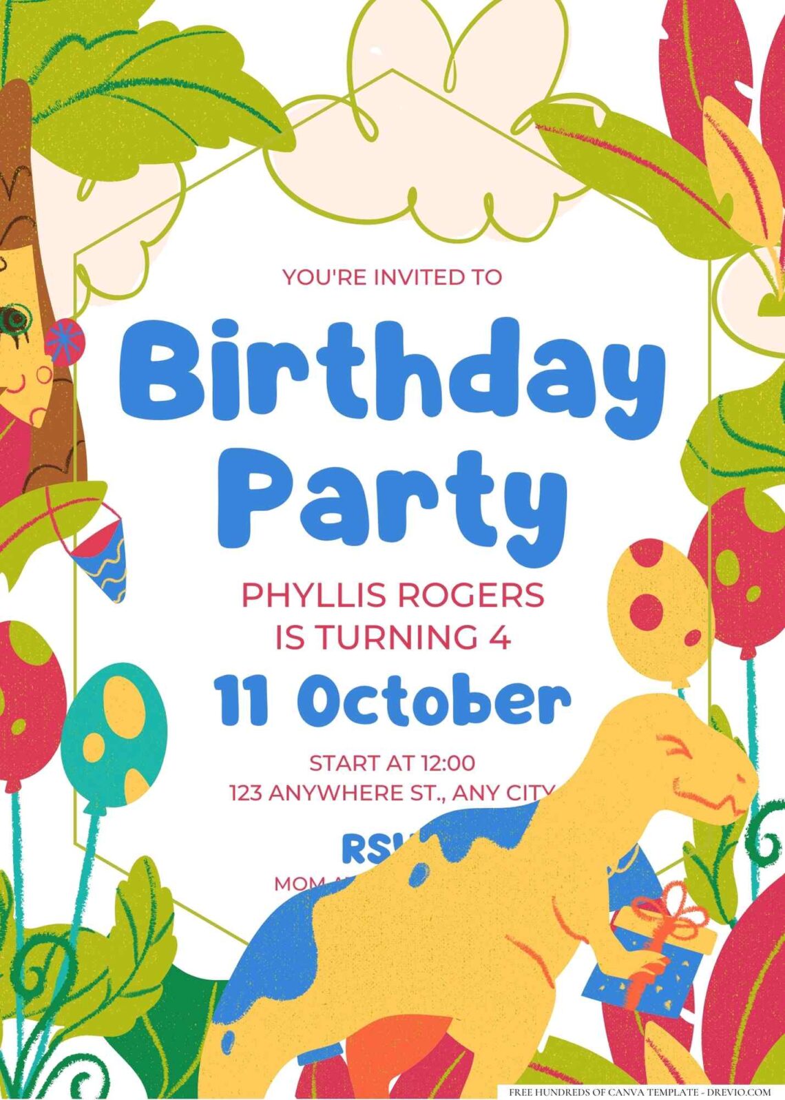 FREE Editable Dinosaur Adventure Birthday Invitation