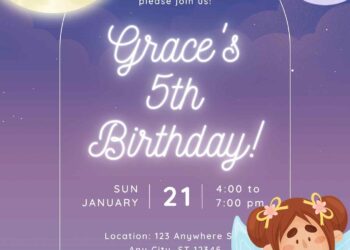 FREE Editable Fairy Dark Blue Sky Birthday Invitation