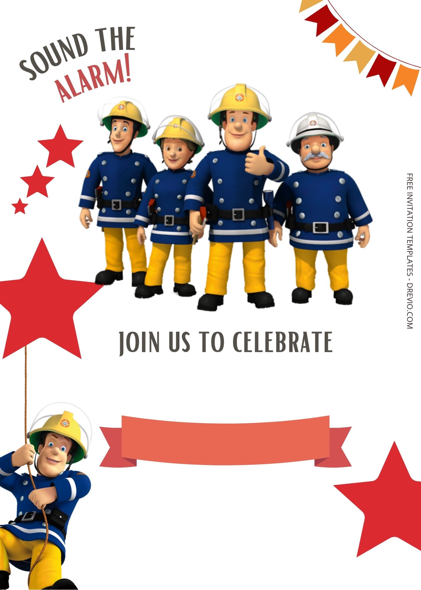 FREE Fireman Sam Birthday Invitation Templates