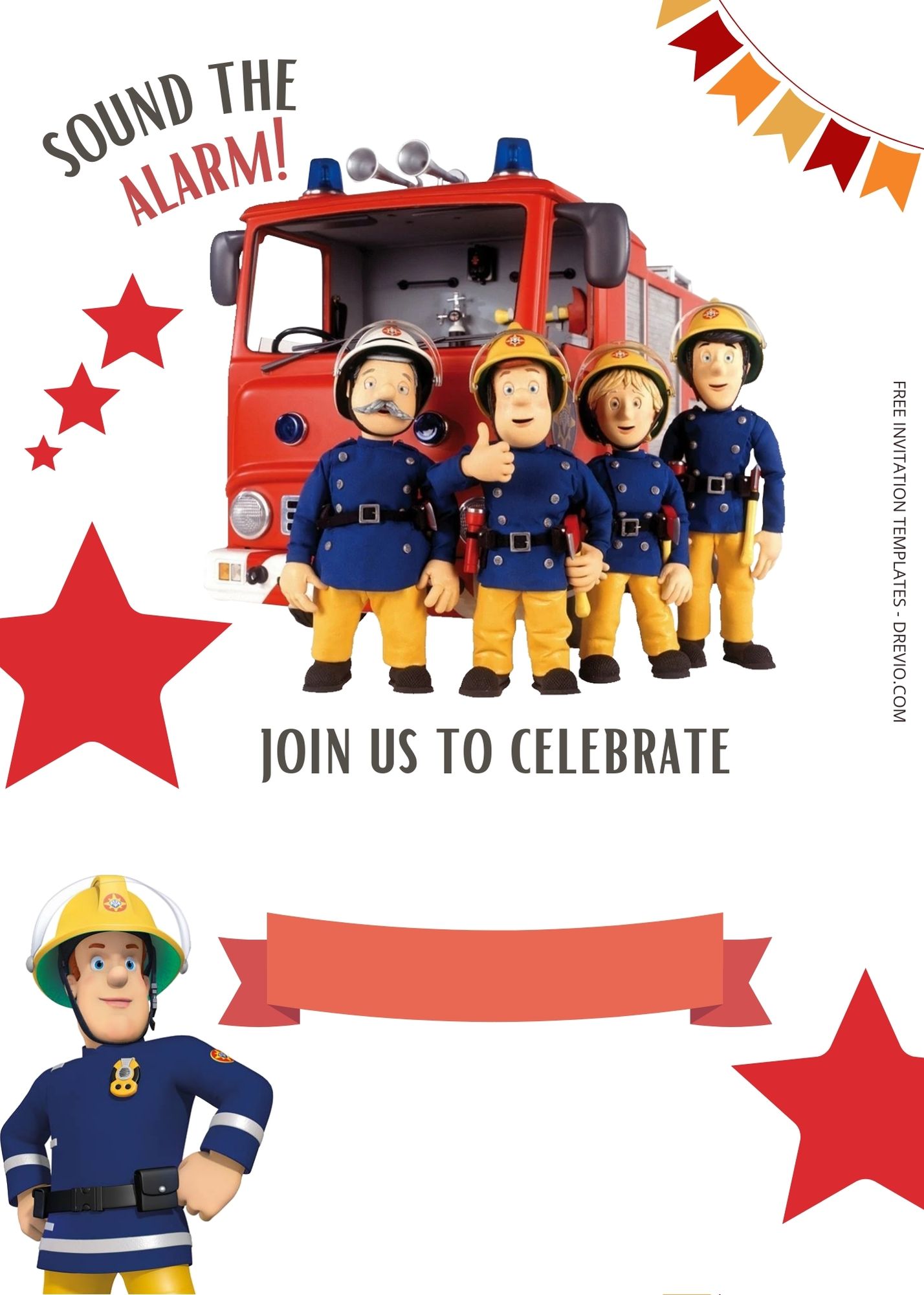 FREE Fireman Sam Birthday Invitation Templates