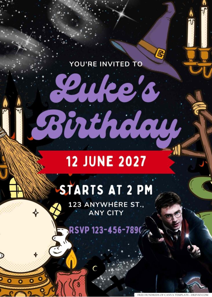 FREE Editable Harry Potter Birthday Invitation